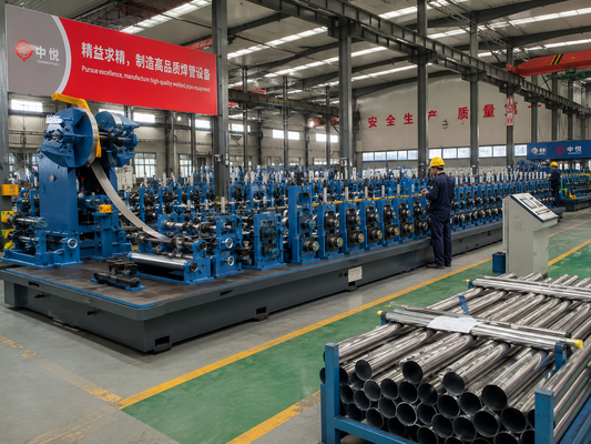 Rumah Transportasi Gas Pipa Roll Forming Machine 0.3mm Wall